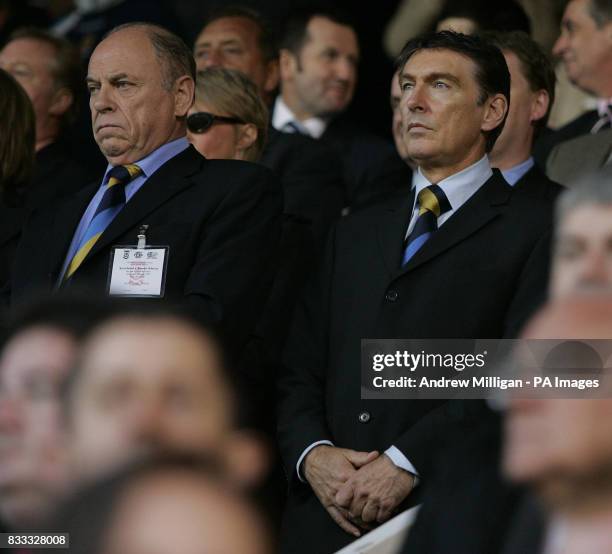 Scotland's new chief executive Gordon Smith and new President George Peat during the International Friendly at Pittodrie Stadium, Aberdeen.