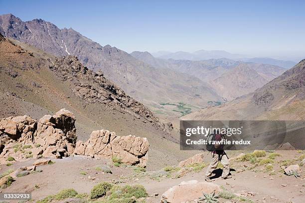 landscape view of the high atlas mountains - atlas mountains stock pictures, royalty-free photos & images