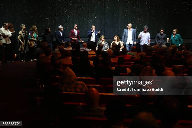 The cast attend the Premiere Of Beard Collins Shores Productions' "A Very Sordid Wedding" on August 16, 2017 in Beverly Hills, California.