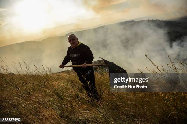 Volunteer is working on the place of the fire near the village of Matochina. Fire destroyed near 2000 acres between the villages of Sakartsi and...