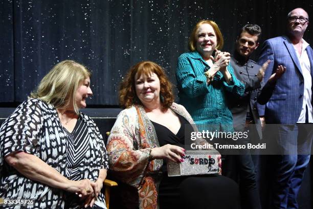 Lorna Scott, Louise Beard, Blake McIver and David Cowgill attend the Premiere Of Beard Collins Shores Productions' "A Very Sordid Wedding" on August...