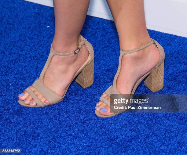 Actress Holly Curran, shoe detail, at "The Tick" Blue Carpet Premiere at Village East Cinema on August 16, 2017 in New York City.