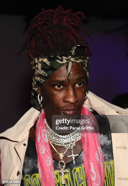 Rapper Young Thug at his private birthday Celebration at Tago International on August 16, 2017 in Atlanta, Georgia.