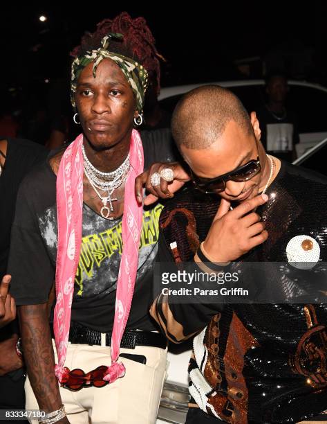 Rappers Young Thug and T.I. At Young Thug Private Birthday Celebrtation at Tago International on August 16, 2017 in Atlanta, Georgia.