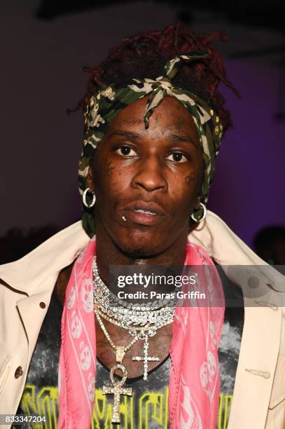 Rapper Young Thug at his private birthday Celebration at Tago International on August 16, 2017 in Atlanta, Georgia.