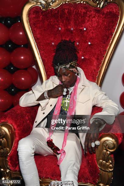 Rapper Young Thug at his private birthday Celebration at Tago International on August 16, 2017 in Atlanta, Georgia.