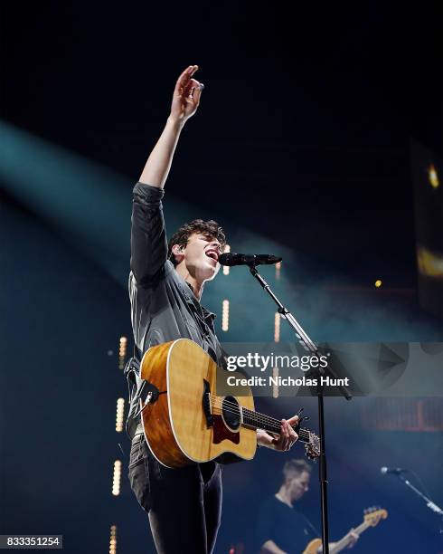 Shawn Mendes performs in concert at Barclays Center of Brooklyn on August 16, 2017 in the Brooklyn borough of New York City.