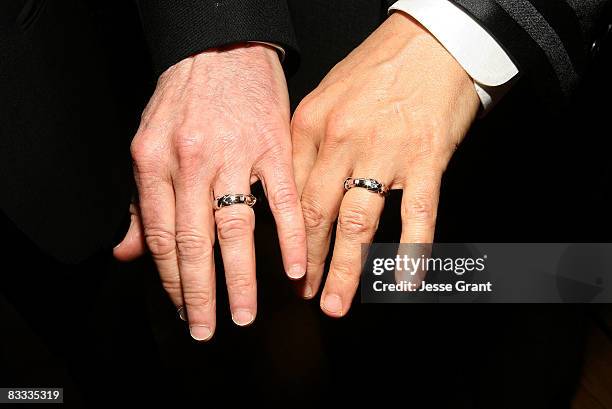 Terrence Flannery and Michael Feinstein attend their wedding held at a private residence on October 17, 2008 in Los Angeles, California.