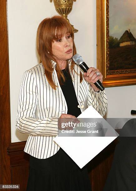 Stefanie Powers attends the wedding of Michael Feinstein and Terrence Flannery held at a private residence on October 17, 2008 in Los Angeles,...