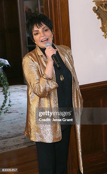 Liza Minnelli attends the wedding of Michael Feinstein and Terrence Flannery held at a private residence on October 17, 2008 in Los Angeles,...