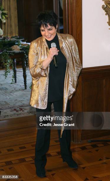 Liza Minnelli attends the wedding of Michael Feinstein and Terrence Flannery held at a private residence on October 17, 2008 in Los Angeles,...
