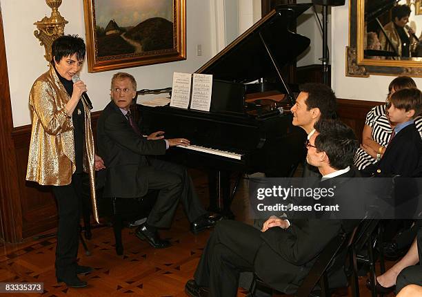 Liza Minnelli performs at the wedding of Michael Feinstein and Terrence Flannery held at a private residence on October 17, 2008 in Los Angeles,...