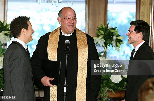 Gabriel Ferrer attends Michael Feinstein and Terrence Flannery's wedding ceremony held at a private residence on October 17, 2008 in Los Angeles,...