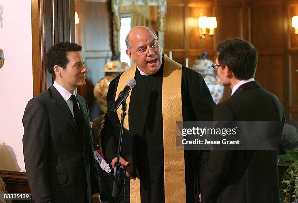 Gabriel Ferrer attends Michael Feinstein and Terrence Flannery's wedding ceremony held at a private residence on October 17, 2008 in Los Angeles,...