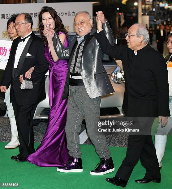 Japanese actress Hisako Manda , director Masahiko Makino and actor Hiroyuki Nagato attend the 21st Tokyo International Film Festival Opening Ceremony...