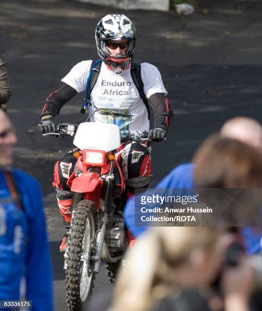 Prince Harry sets off at the start of the Enduro 2008 Motorcycle Rally to benefit UNICEF, the Nelson Mandela Children's Fund and Sentebale, a charity...