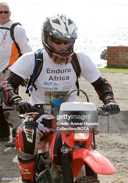 Prince Harry sets off at the start of the Enduro 2008 Motorcycle Rally to benefit UNICEF, the Nelson Mandela Children's Fund and Sentebale, a charity...