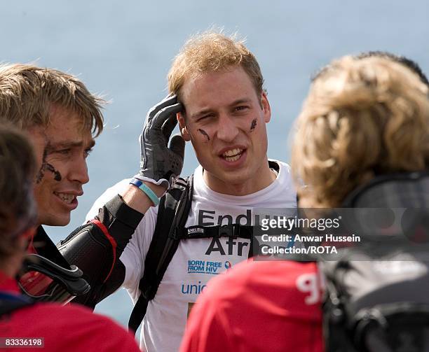 Prince William chats to fellow competitors as he prepares to set off at the start of the Enduro 2008 Motorcycle Rally to benefit UNICEF, the Nelson...