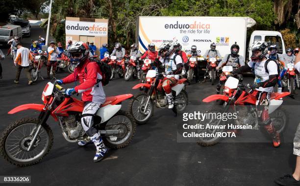 Prince William and Prince Harry set off at the start of the Enduro 2008 Motorcycle Rally to benefit UNICEF, the Nelson Mandela Children's Fund and...