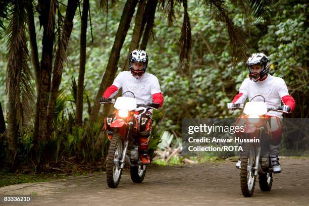 Prince William and Prince Harry take part in a practice session for the Enduro 2008 Motorcycle Rally to benefit UNICEF, the Nelson Mandela Children's...