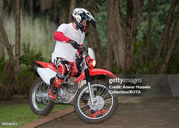Prince Harry takes part in a practice session for the Enduro 2008 Motorcycle Rally to benefit UNICEF, the Nelson Mandela Children's Fund and...