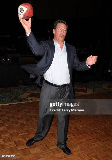 Former Miami Dolphin quaterback Dan Marino poses at the 8th Annual Bubbles and Bows Gala benefitting Here's Help at Westin Diplomat on October 17,...