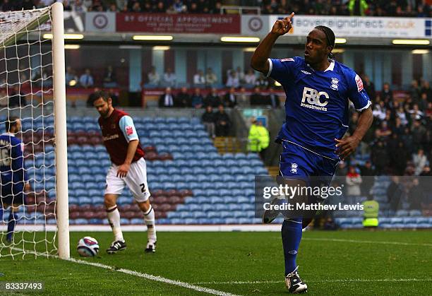 Cameron Jerome of Birmingham celebrates his goal during the Coca-Cola Championship match between Burnley and Birmingham City at Turf Moor on October...