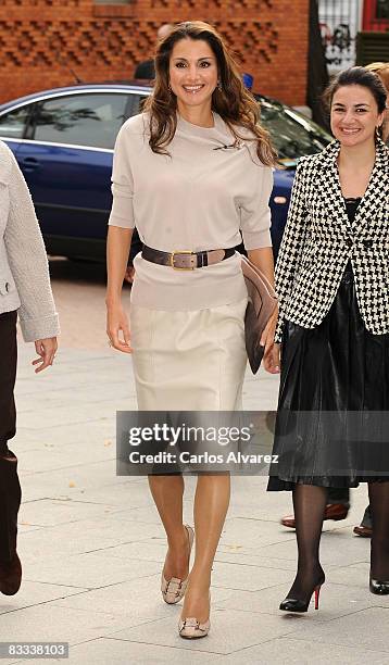 Queen Rania Al Abdullah of Jordan visits Casa Arabe on October 18, 2008 in Madrid, Spain.