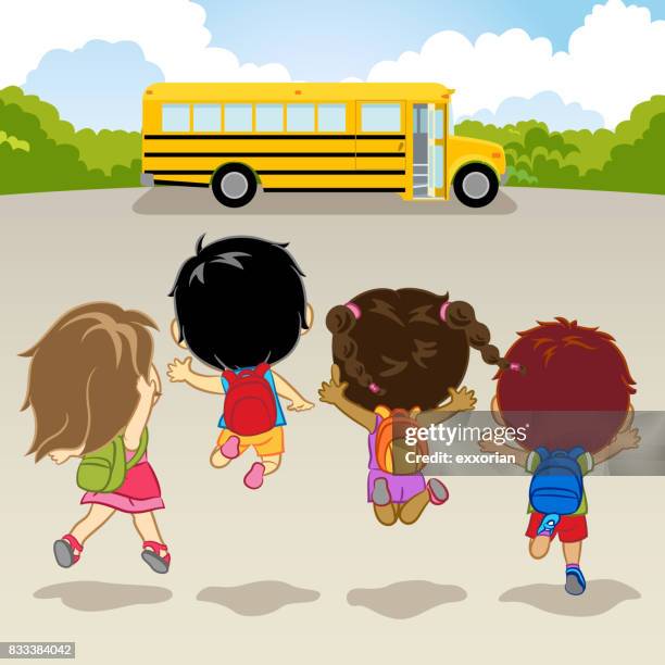 stockillustraties, clipart, cartoons en iconen met gelukkig terug naar school - eerste-schooldag