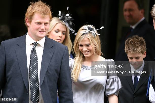 George McCorquodale,Kitty Spencer, Viscount Althorp, Lady Amelia Spencer, Lady Eliza Victoria Spencer and George Rupert Freud at the Service of...