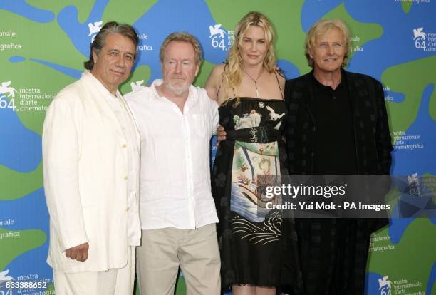 Edward James Olmos, Ridley Scott, Daryl Hannah and Rutger Hauer during a photocall for the film 'Blade Runner: The Final Cut'', at the Venice Film...