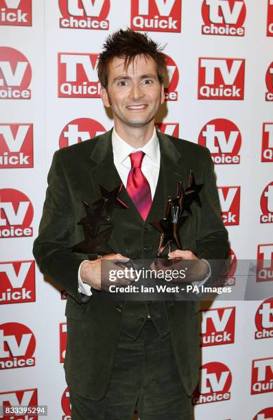 David Tennant after winning the Best Actor award and Best Loved Drama Award for Doctor Who at the TV Quick/TV Choice 2007 awards at the Dorchester...