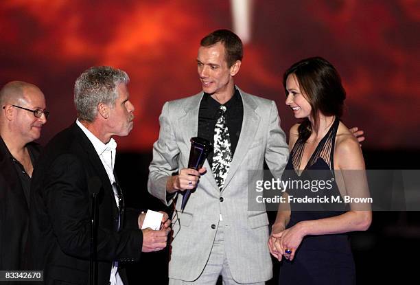 Writer Mike Mignola, actor Ron Perlman, actor Doug Jones and actress Anna Walton accept the Award for Best Fantasy Movie, Hellboy II: Golden Army,...