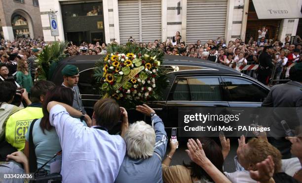 The funeral of opera singer Luciano Pavarotti at the 12th century cathedral Duomo Di Modena in Italy, where the funeral will take place today.