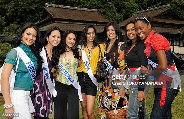 Representatives for the Miss International Beauty Pageant 2008, L-R: Miriam Carrion of Puerto Rico, Kyoko Sugiyama of Japan, Wendy Albizures of...