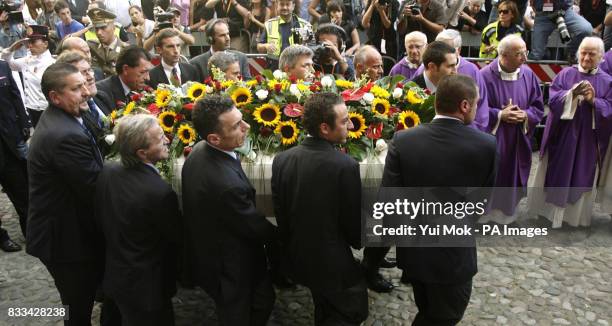 The funeral of opera singer Luciano Pavarotti at the 12th century cathedral Duomo Di Modena in Italy, where the funeral will take place today.