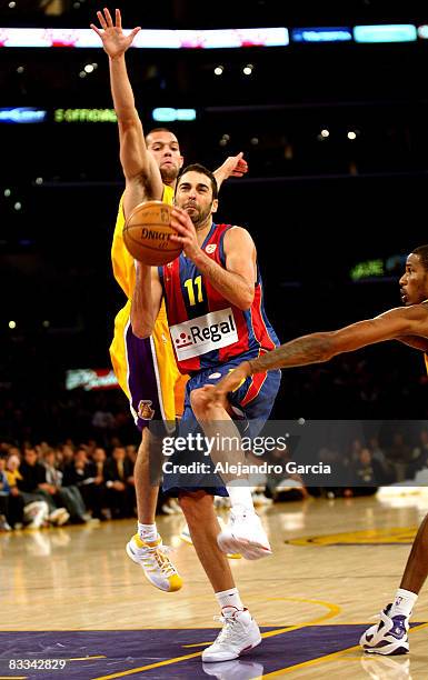 Of Regal FC Barcelona, Juan Carlos Navarro in action during the Euroleague Basketball American Tour match between Los Angeles Lakers vs Regal FC...