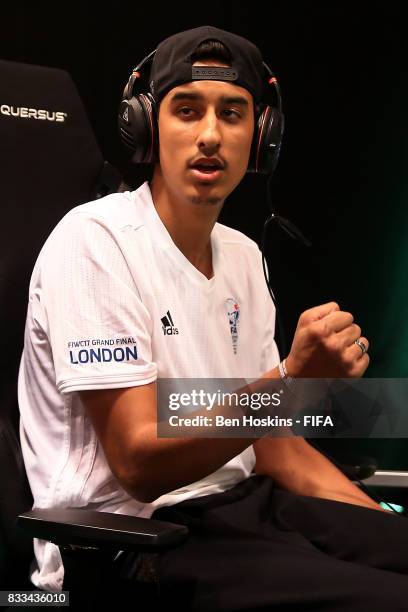 Fouad "Rafsou" Fares of France celebrates scoring a goal during day one of the FIFA Interactive World Cup 2017 on August 16, 2017 in London, England.