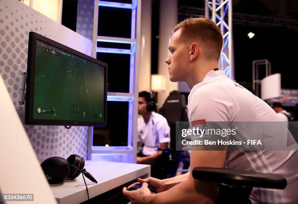 Tony "TonyKokNL" Kok of The Netherlands in action during day one of the FIFA Interactive World Cup 2017 on August 16, 2017 in London, England.