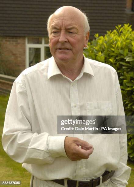 Brian Kennedy, uncle of Kate McCann, speaks to the media as Madeleine's family arrive back home in Rothley, Leicestershire, today.