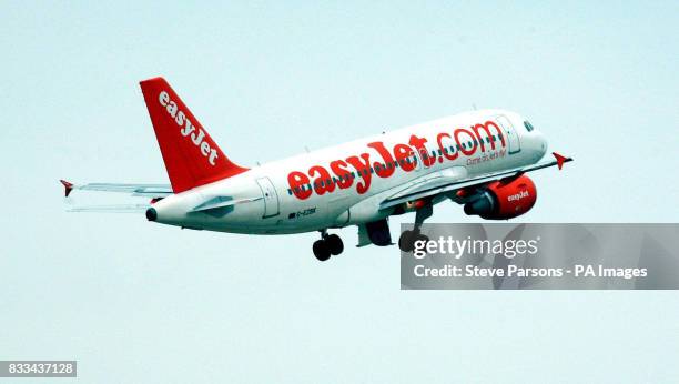 The easyJet plane carrying the Parents of Madeleine McCann, Kate and Gerry, with their two children, Sean and Amelie, takes off from Faro Airport to...