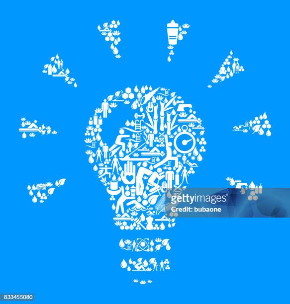 shining light bulb health and wellness icon set blue background - school gymnasium stock illustrations