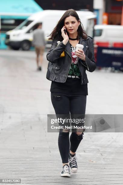 Lilah Parsons seen arriving at Global Radio Studios on August 17, 2017 in London, England.