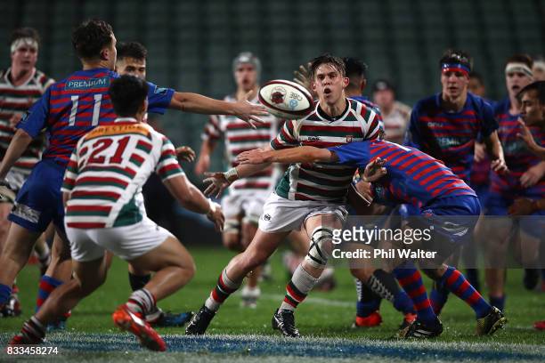 Action in the North Harbour First XV 1A Final between Westlake Boys Huigh School and Rosmini College at QBE Stadium on August 17, 2017 in Auckland,...