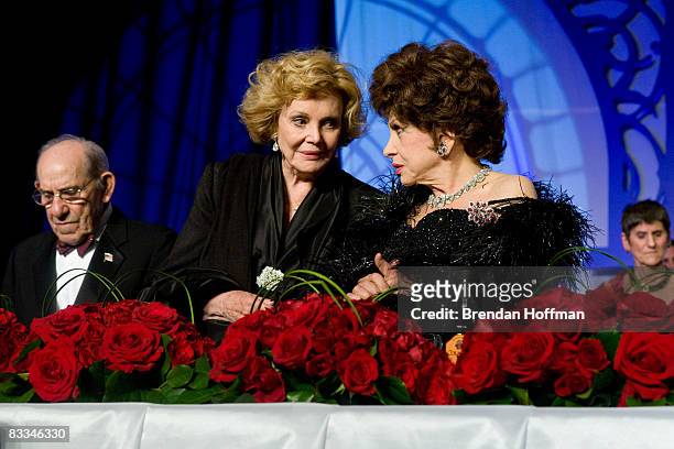 Barbara Sinatra , wife of the late entertainer Frank Sinatra, speaks with actress Gina Lollobrigida at the National Italian American Foundation's...