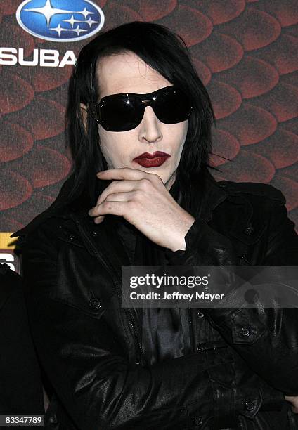 Marilyn Manson arrives at the Spike TV's "Scream 2008" Awards at The Greek Theater on October 18, 2008 in Los Angeles, California.