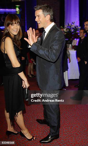 Presenter Markus Lanz and his new girlfriend Angela Gessmann attend the after show party to the Echo Klassik award ceremony on October 19, 2008 in...