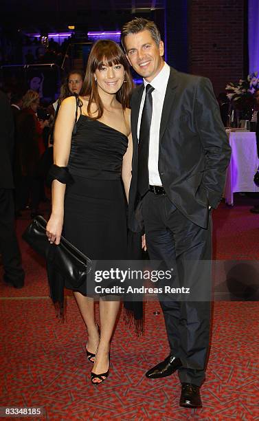 Presenter Markus Lanz and his new girlfriend Angela Gessmann attend the after show party to the Echo Klassik award ceremony on October 19, 2008 in...