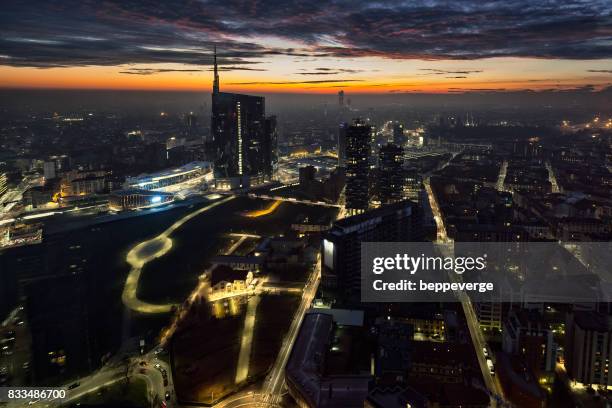 milano at sunset - milan night stock pictures, royalty-free photos & images