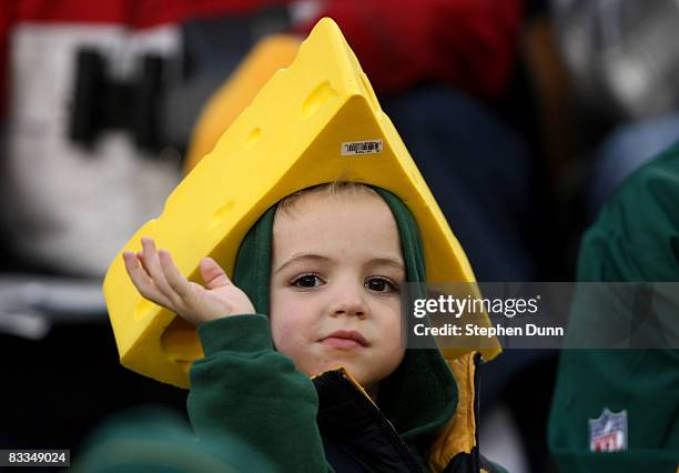 Young Packers fan looks on during the game between the Green Bay Packers and the Indianapolis Colts on October 19, 2008 at Lambeau Field in Green Bay...